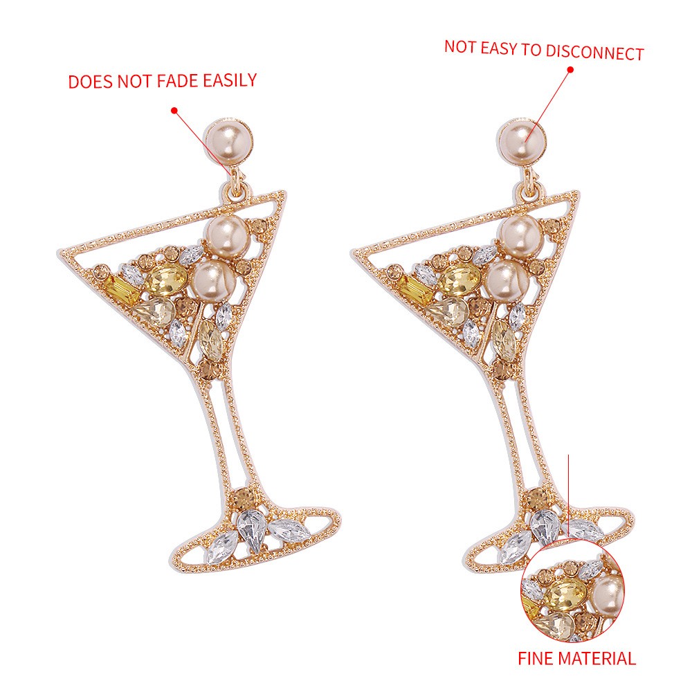 Personality Trend Goblet Alloy Diamond Earrings