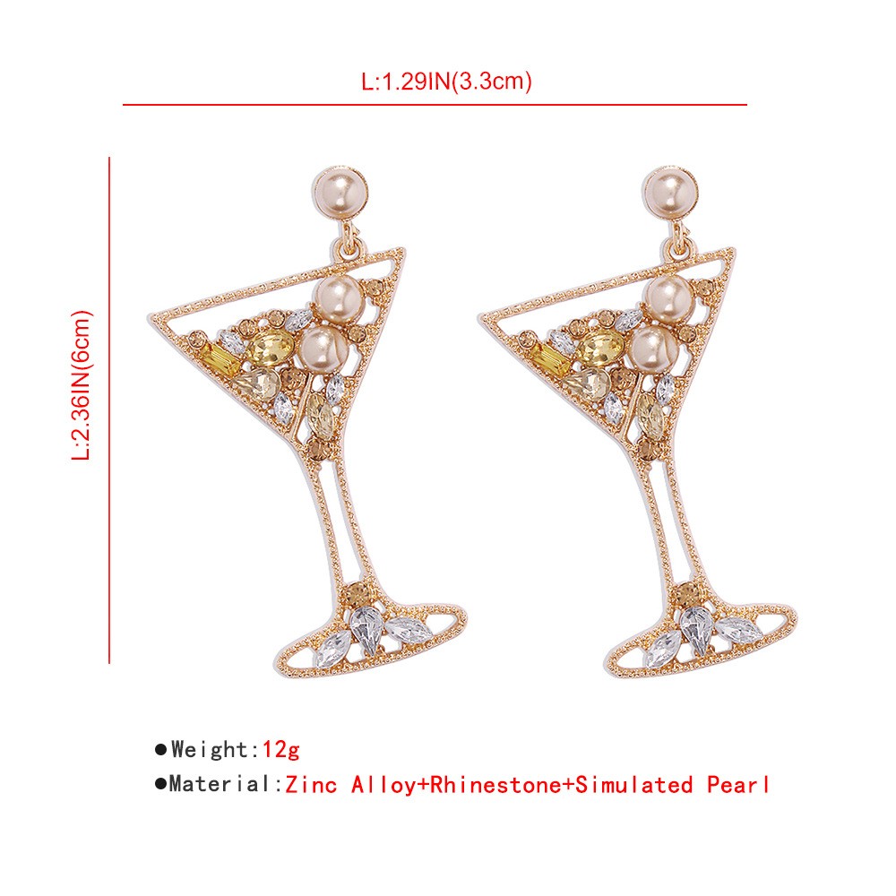 Personality Trend Goblet Alloy Diamond Earrings