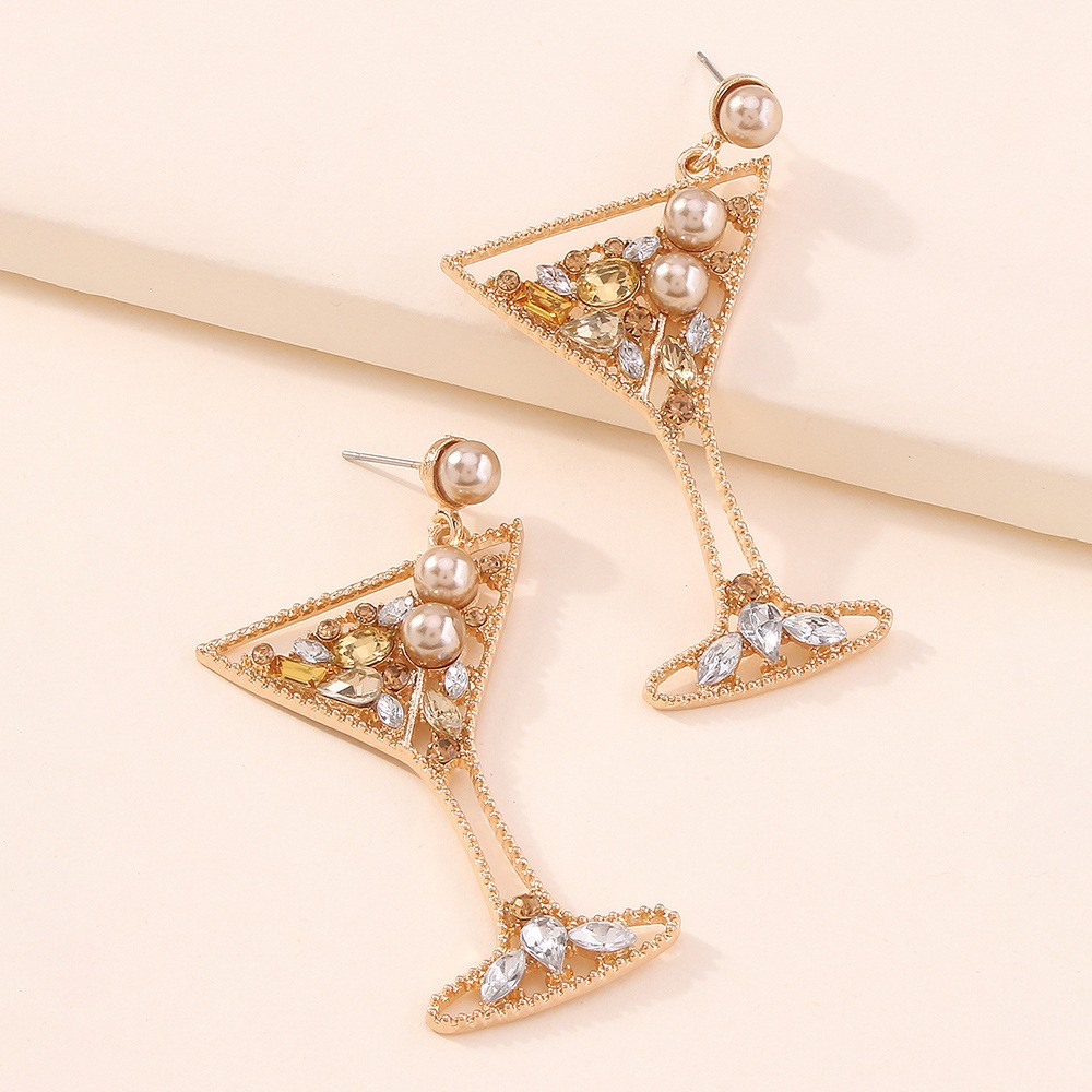 Personality Trend Goblet Alloy Diamond Earrings