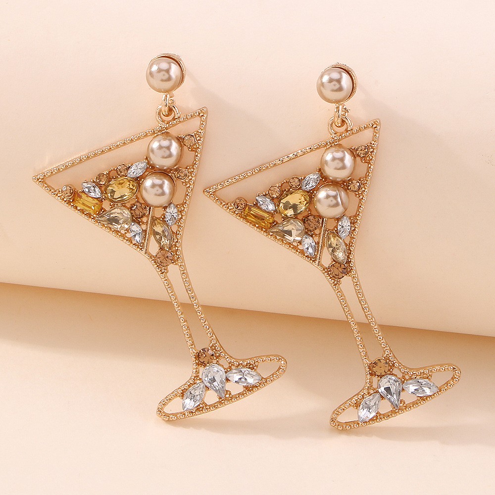 Personality Trend Goblet Alloy Diamond Earrings