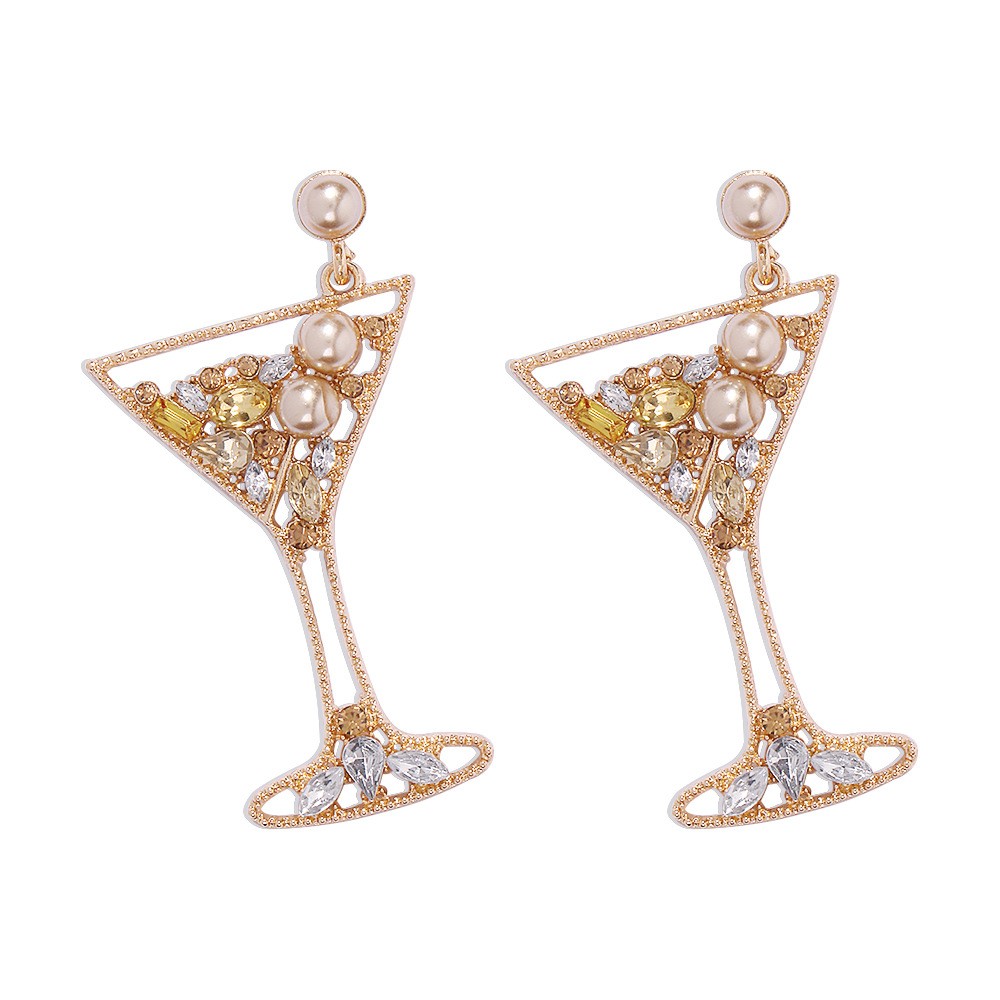 Personality Trend Goblet Alloy Diamond Earrings