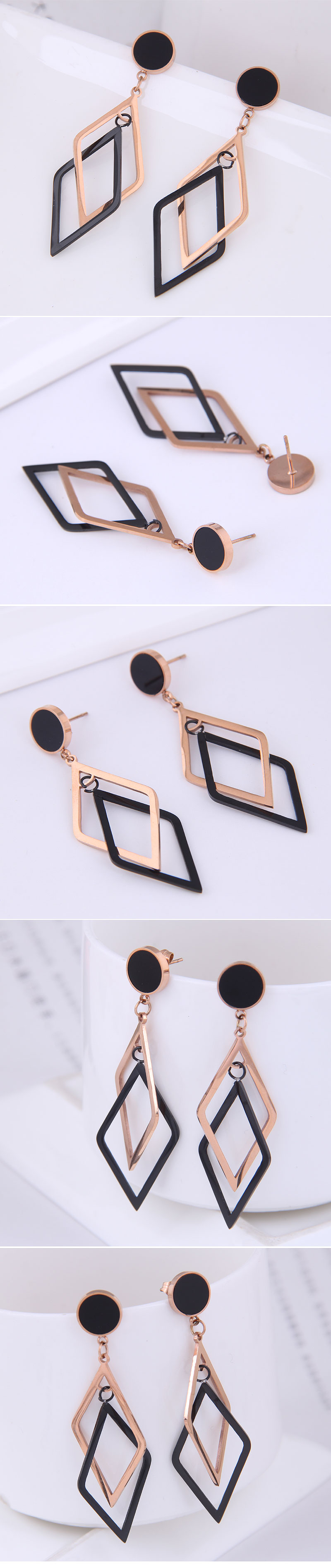 Korean version of fashion simple geometric shape titanium steel personalized temperament earringspicture1