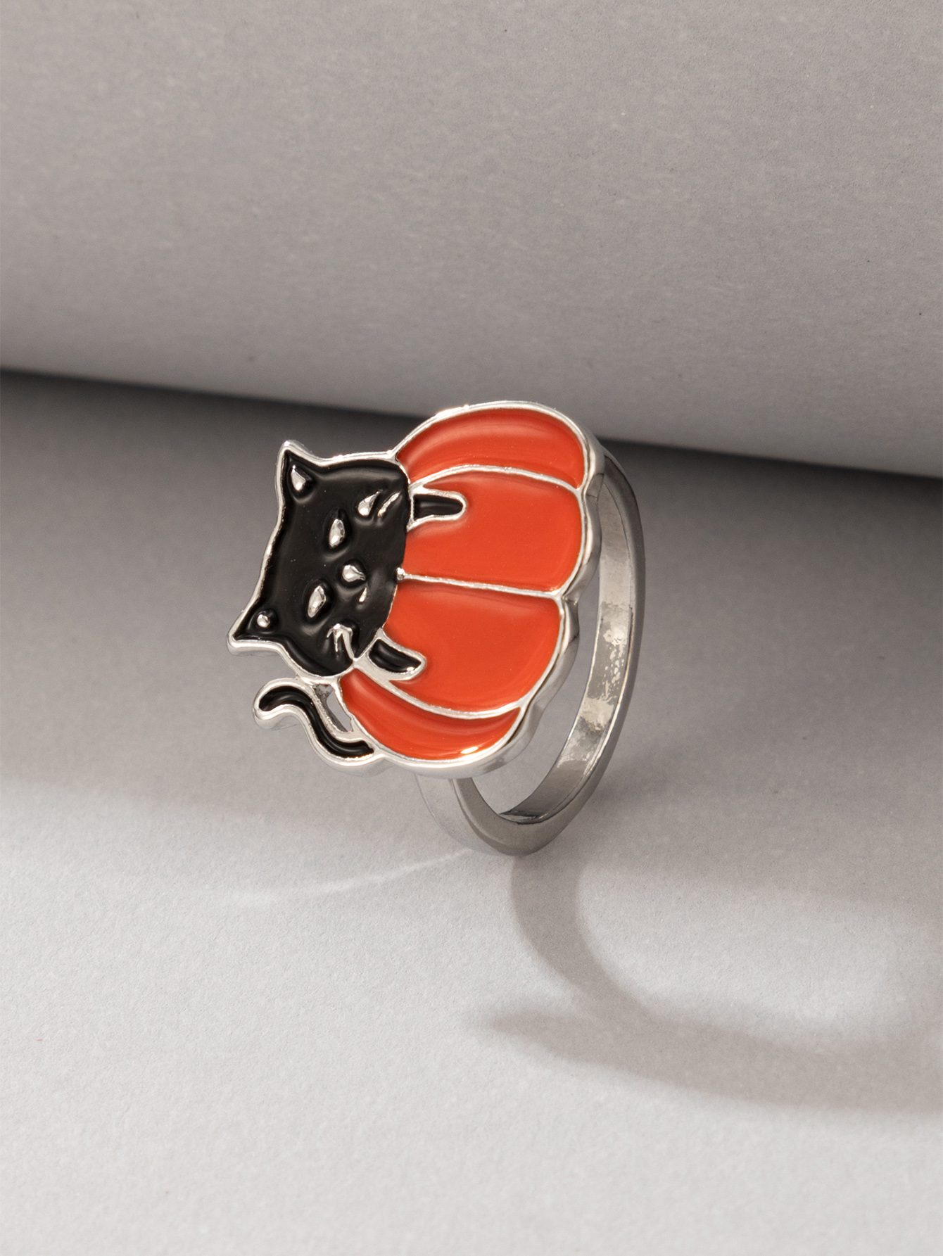 2021 new jewelry Halloween orange cat ring