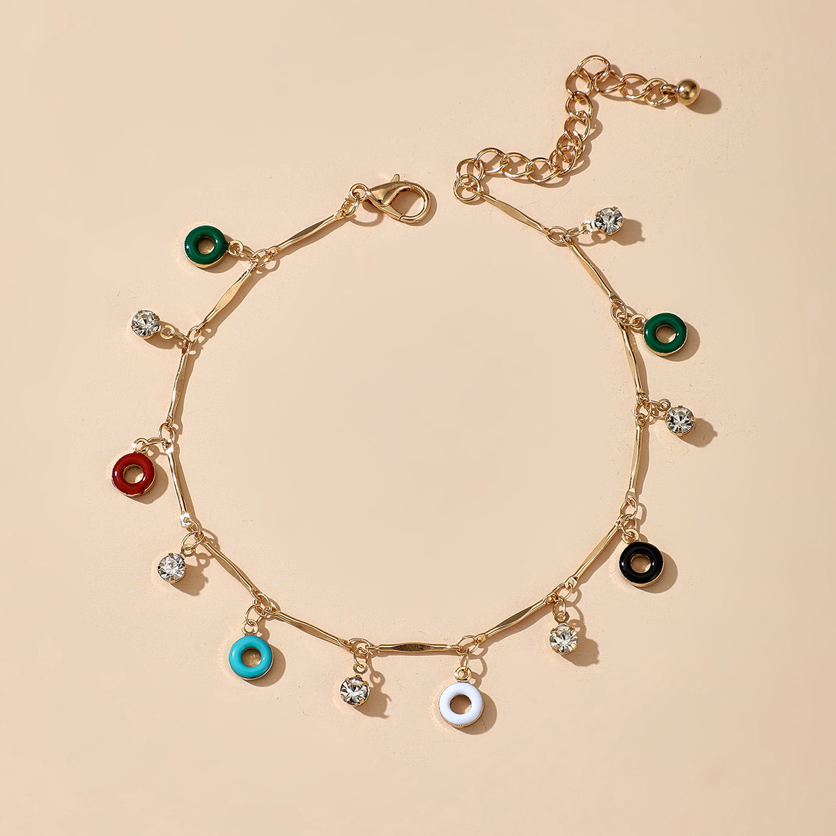 2021 nouveaux bijoux de mode bracelet de cheville en cristal gomtrique colorpicture2