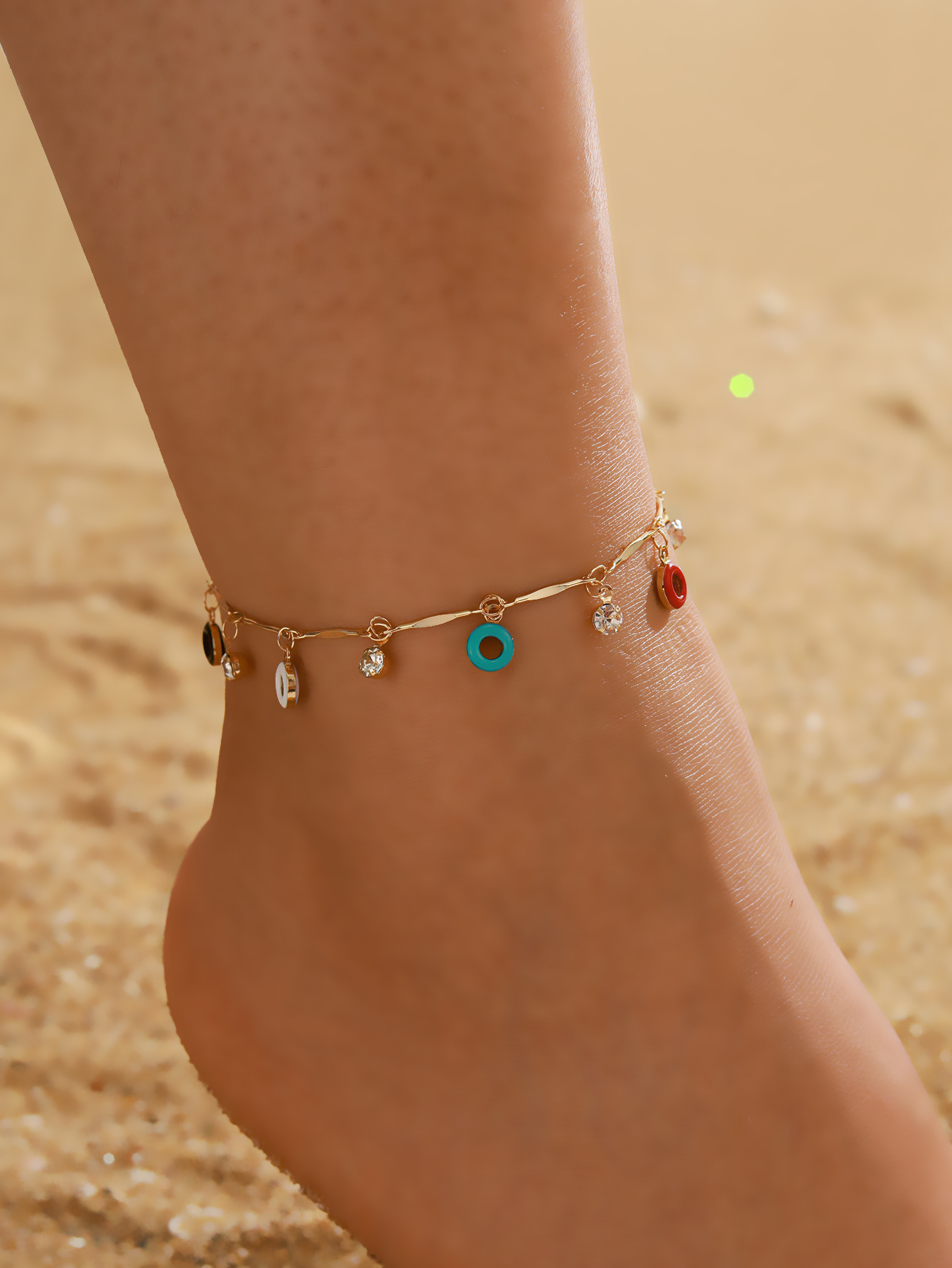 2021 nouveaux bijoux de mode bracelet de cheville en cristal gomtrique colorpicture6