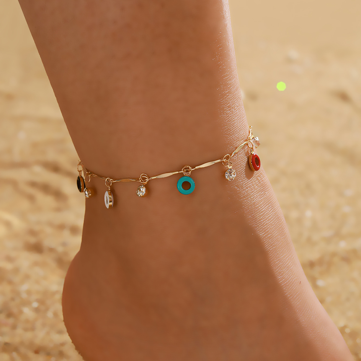 2021 nouveaux bijoux de mode bracelet de cheville en cristal gomtrique colorpicture7