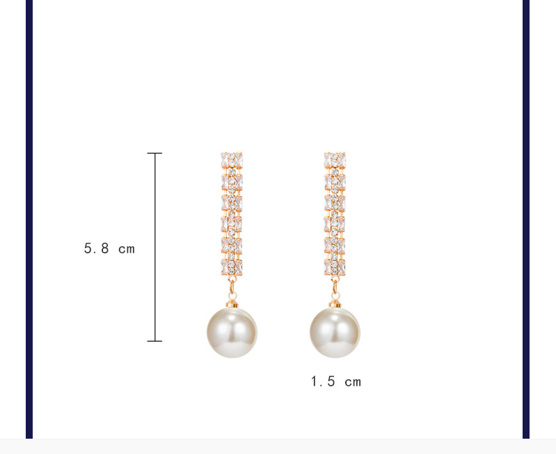 retro temperament diamond long tassel pearl pendant earringspicture7