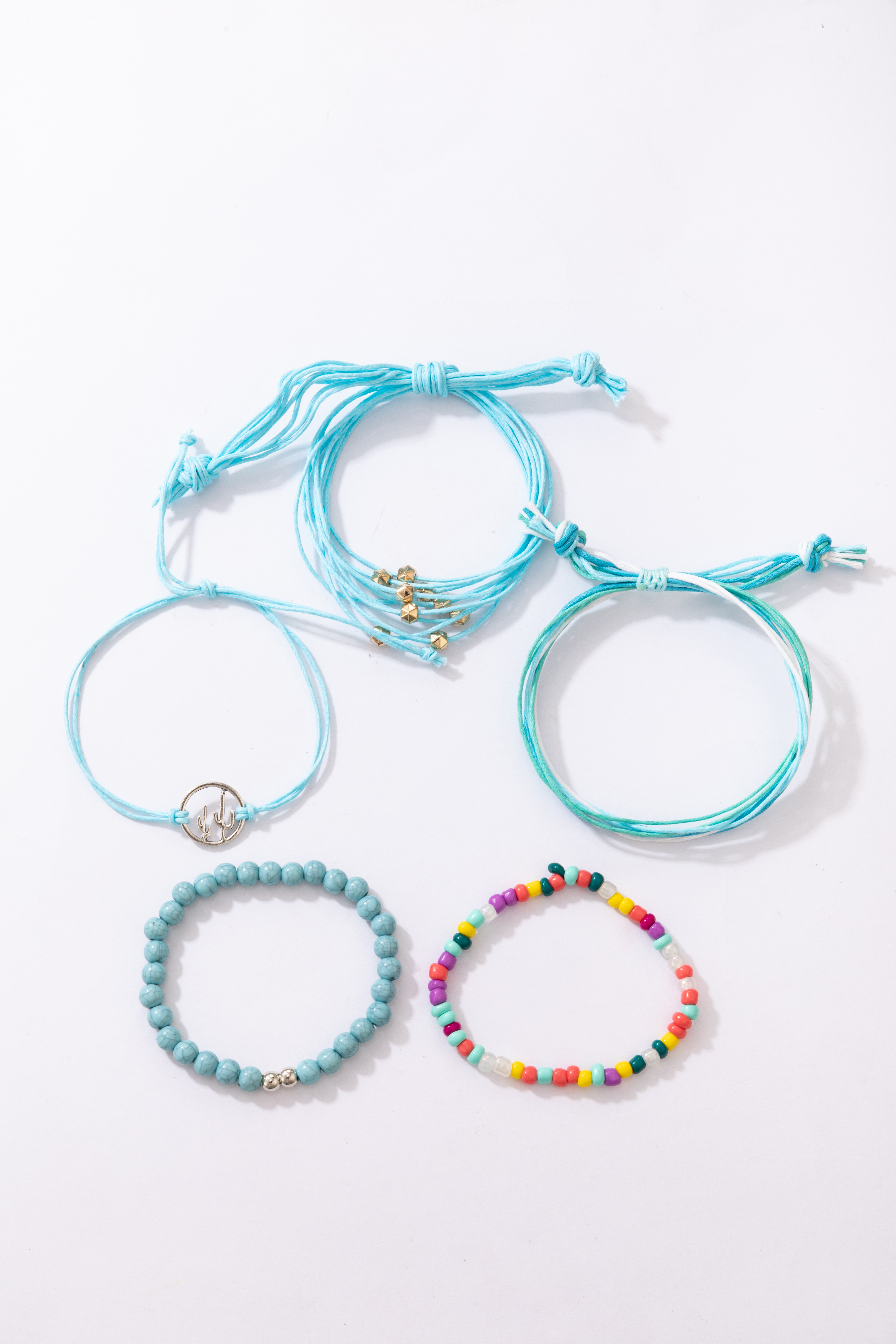 nouveaux bijoux de style bohme couleur perles de riz bracelet cinq pices bracelet en corde tresse ensemblepicture7