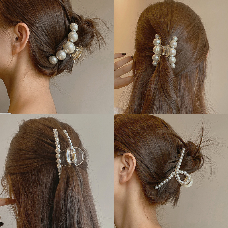 Korean hair clip large hair clip pearl catch clip headdress shark hair catchpicture1