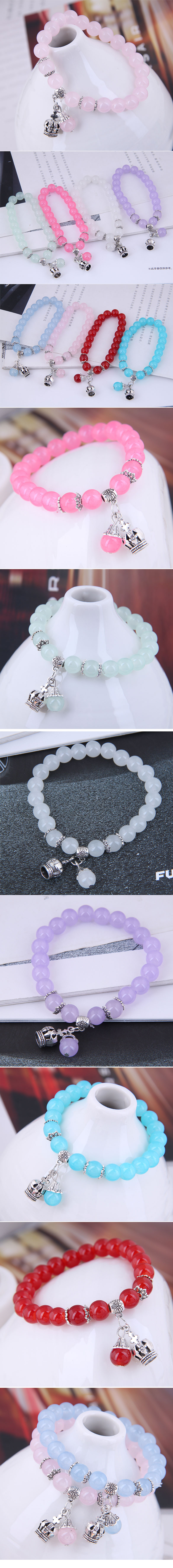 Korean Fashion Sweet Metal Crown Ball Pendant Personality Bracelet Wholesale