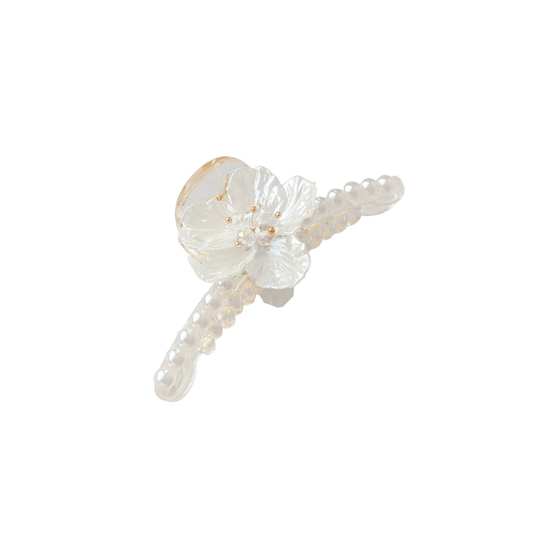 Petal clip female back head 2021 new pearl flower hair clip temperament shark clip hair accessorypicture5