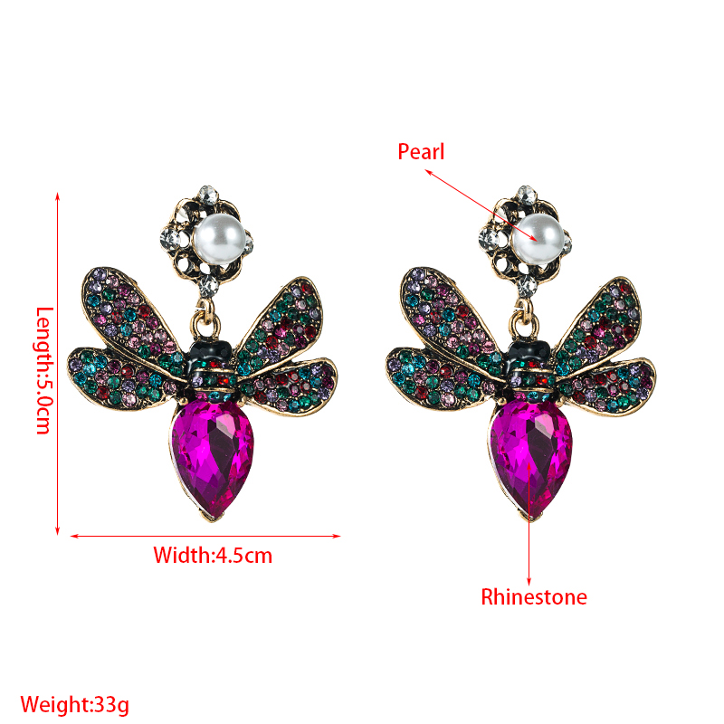 Fashion color diamond butterfly pearl earrings inlaid rhinestone earringspicture1