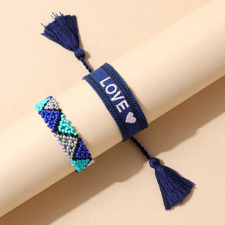 ethnic style creative popular rice beads tassel bracelet setpicture1