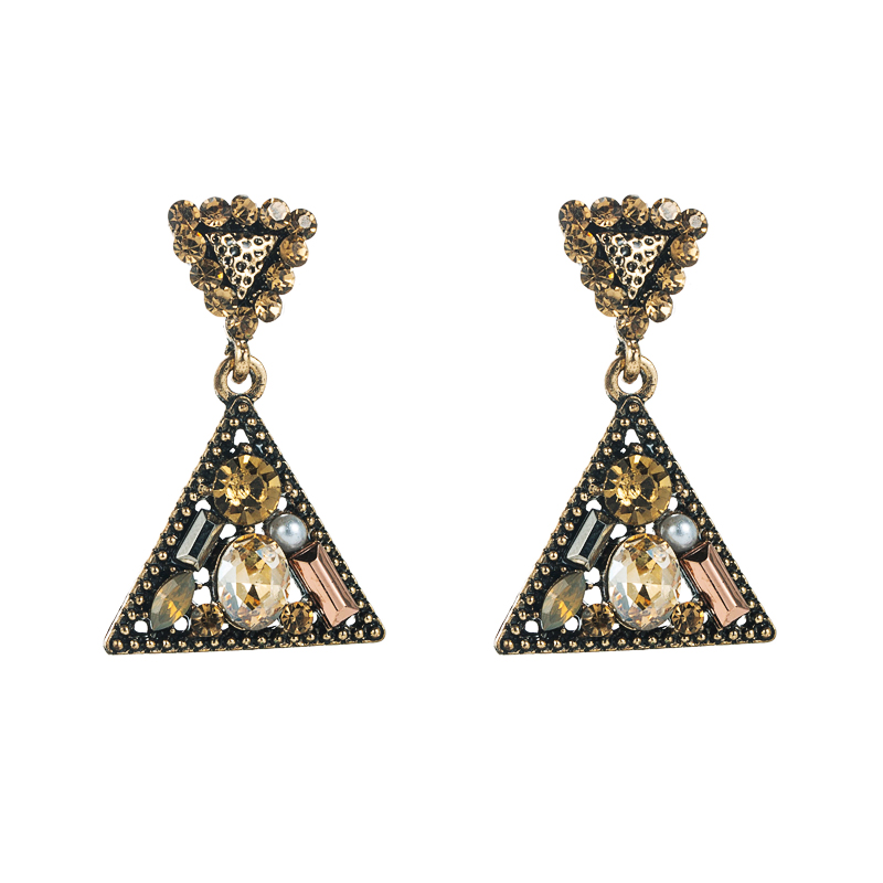 Kreative mehrschichtige mit Diamanten besetzte geometrische Ohrringe aus Dreiecklegierungpicture7