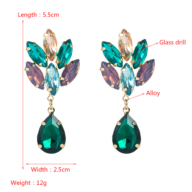 Korean multi-layer alloy diamond-studded flower glass diamond earrings