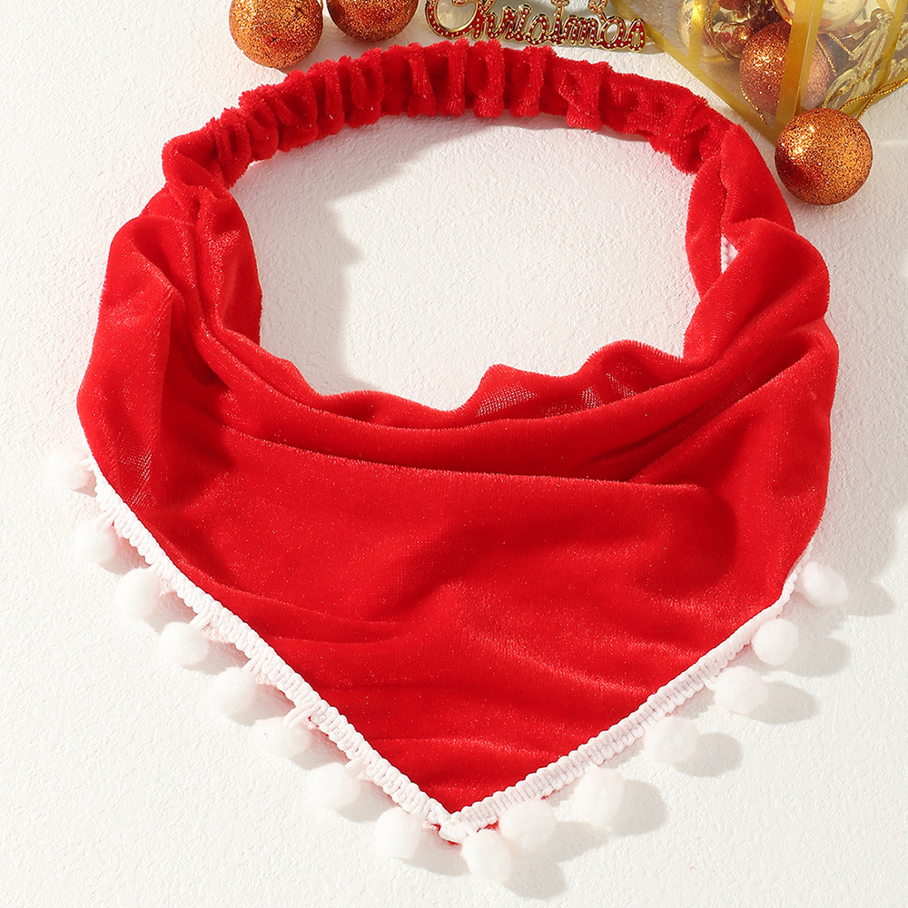 Red triangle scarf with hair ball headbandpicture1