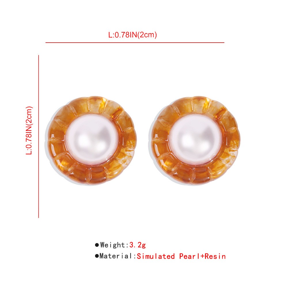 simple imitation pearl resin flower earringspicture1