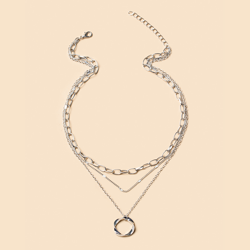 Metal circle three-layer necklace