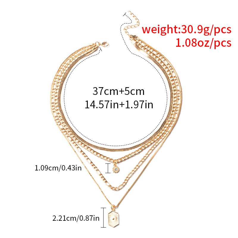 square brand thick chain 4-layer necklace