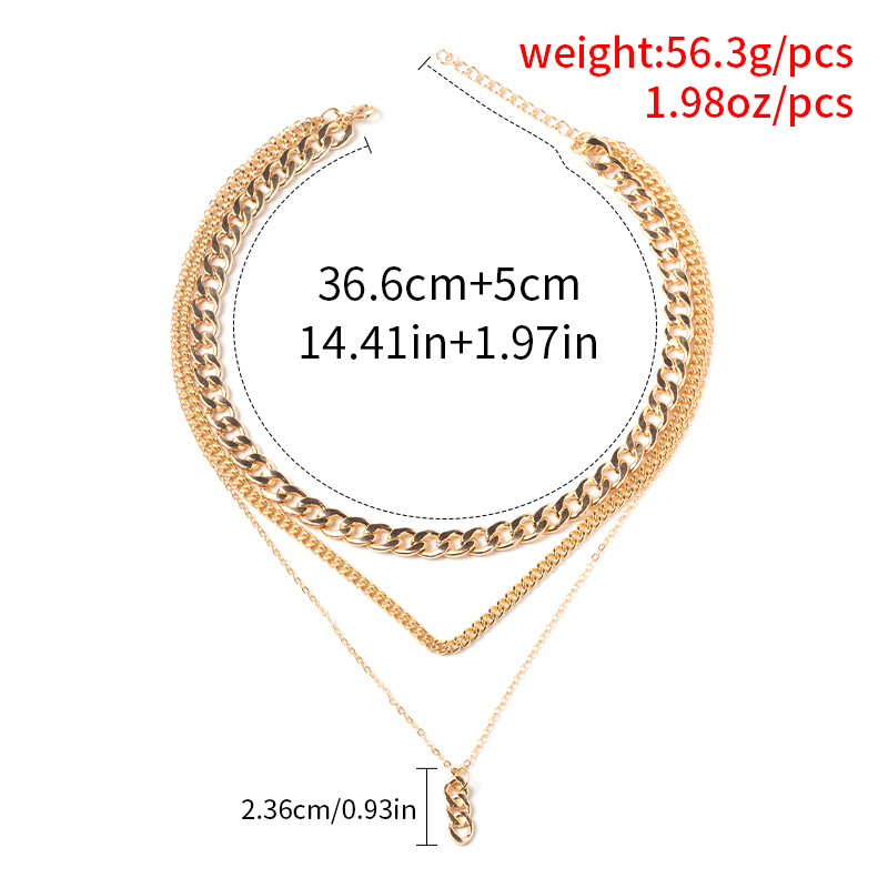 Metal thick chain small twist three-layer necklace