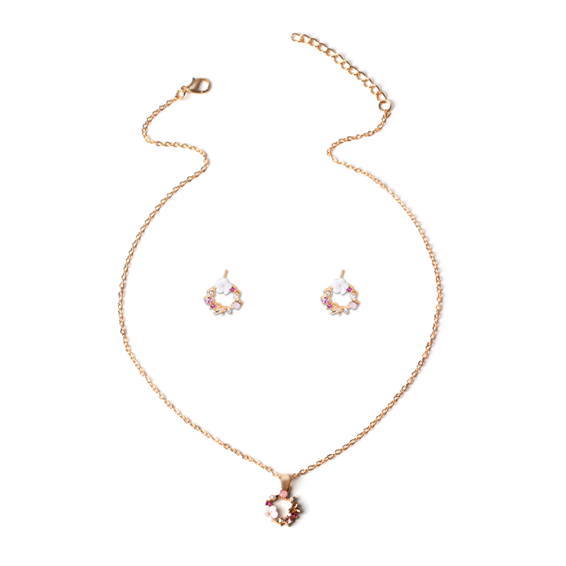 Fancy Diamond Butterfly Flower Earrings Necklace Set