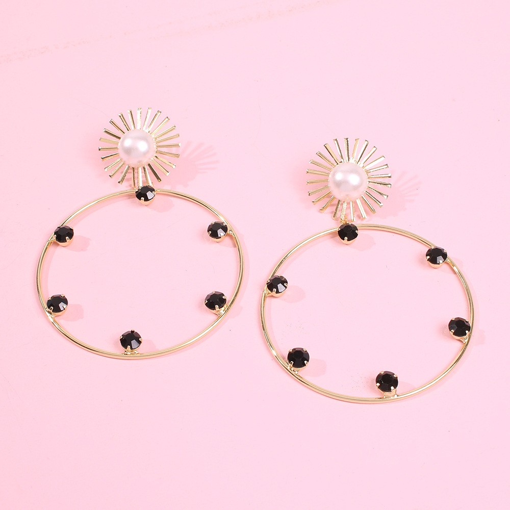 Pearl Circle Diamond Earrings Wholesalepicture3