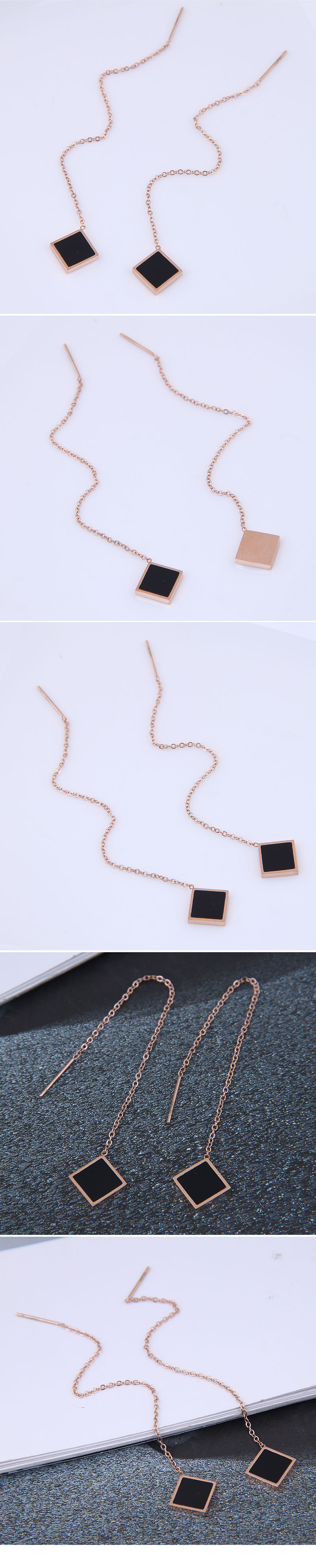 Korean temperament geometric square long earrings simple titanium steel earringspicture1