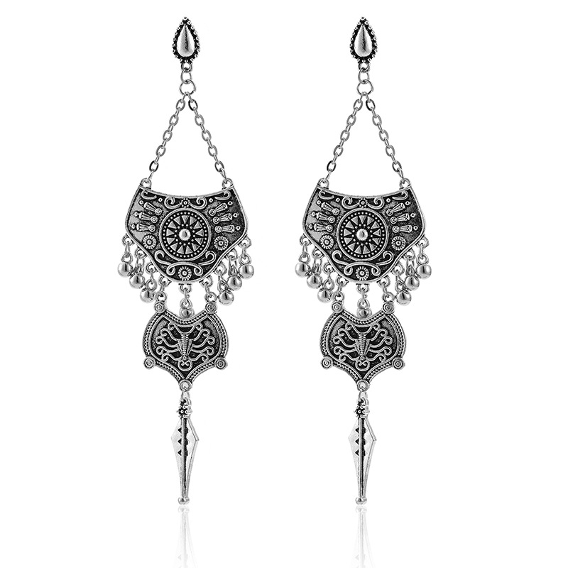 European and American trend long earrings retro bell carved tassels earringspicture4