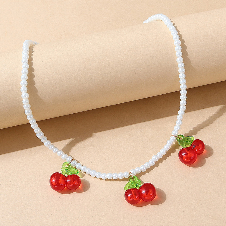 Korean creative pearl simple cherry necklace wholesalepicture1