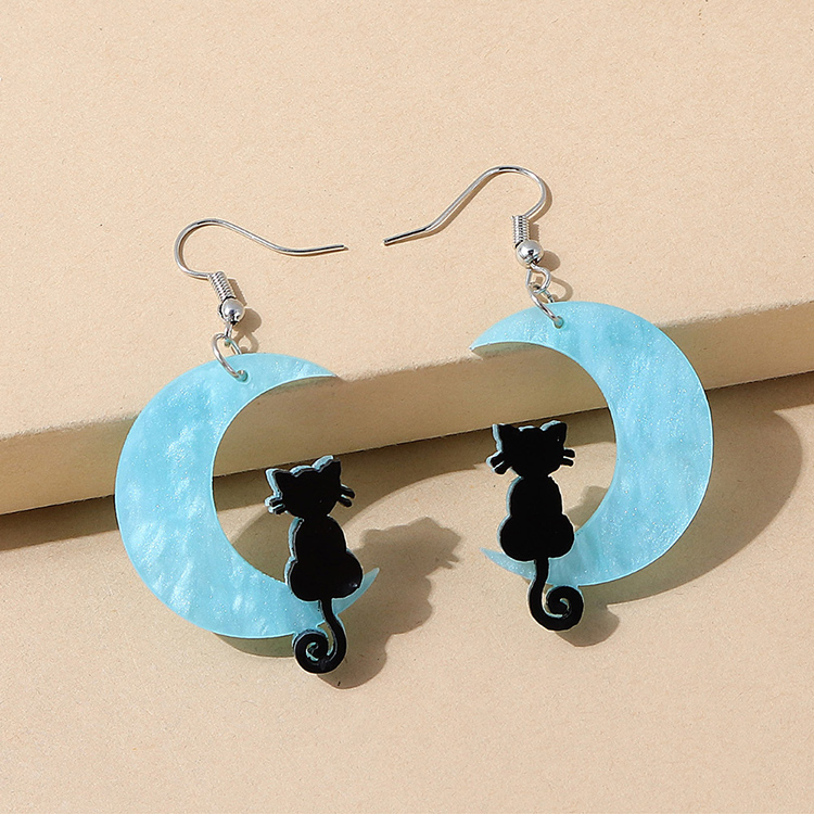 European and American simple acrylic moon cat earrings wholesalepicture1