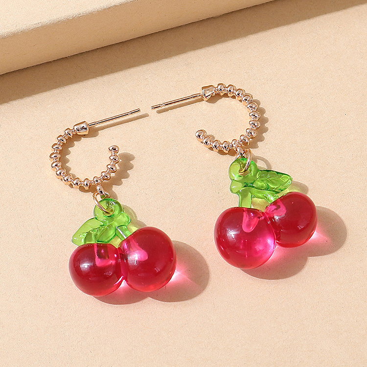 European and American niche creative fruit fashion cherry earringspicture1