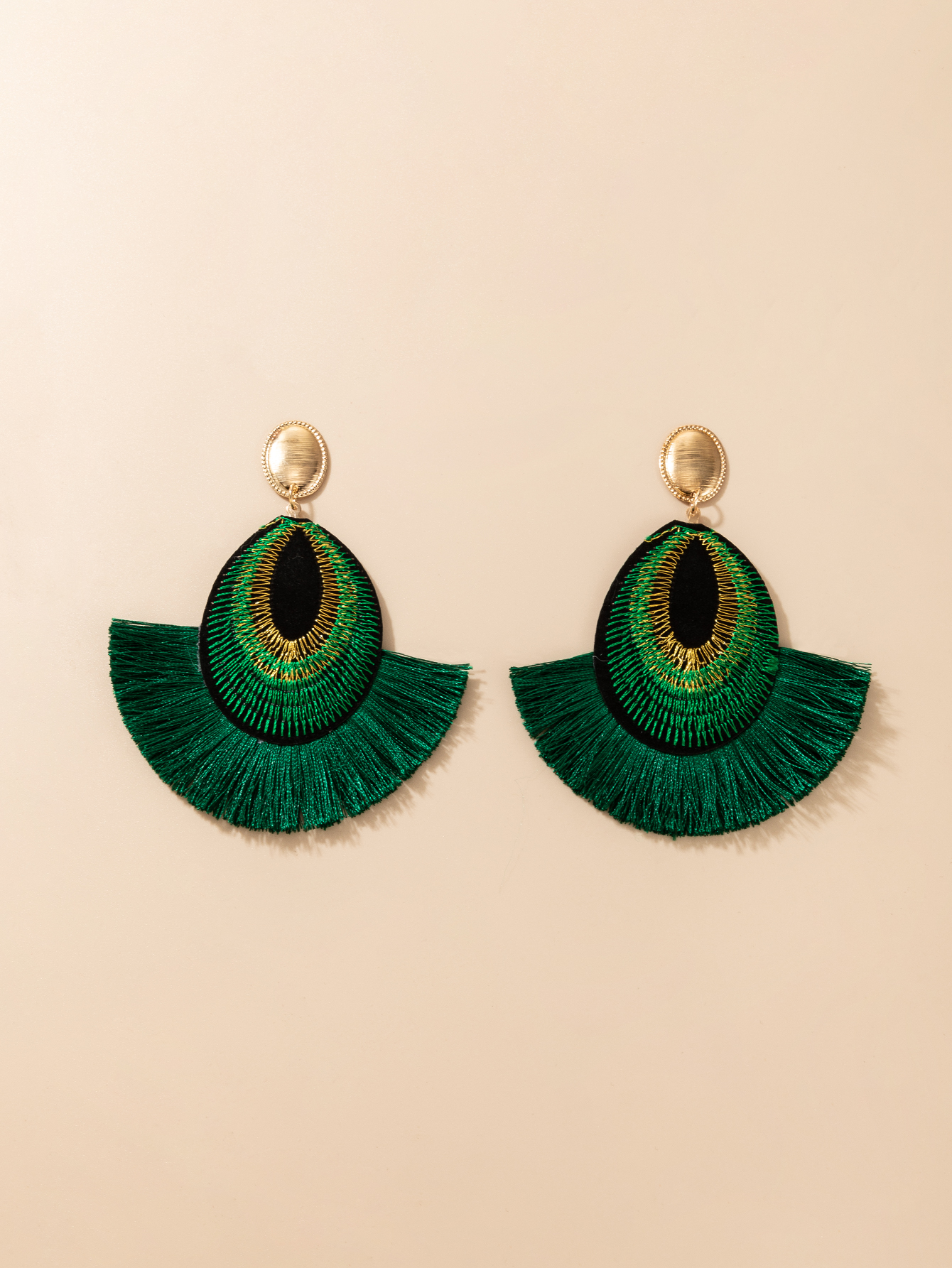 European and American bohemian green tassel earrings personality tassel earrings womenpicture4