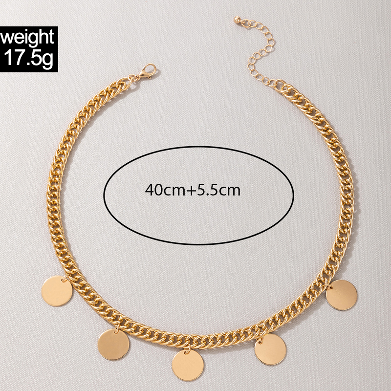 Hip Hop Alloy Disc Single Layer Thick Necklace Wholesalepicture1