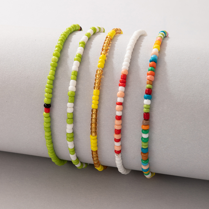 ethnic style multilayer bracelet bohemian style hit color beads color bracelet fivepiece setpicture3