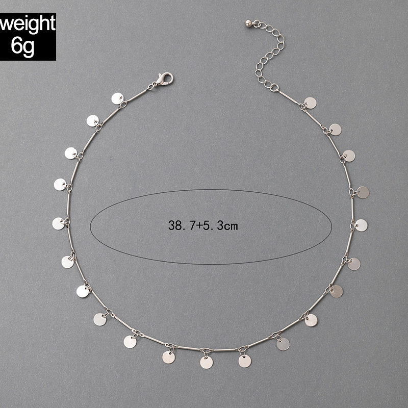 fashion simple jewelry alloy electroplating small disc single layer necklace wholesalepicture1