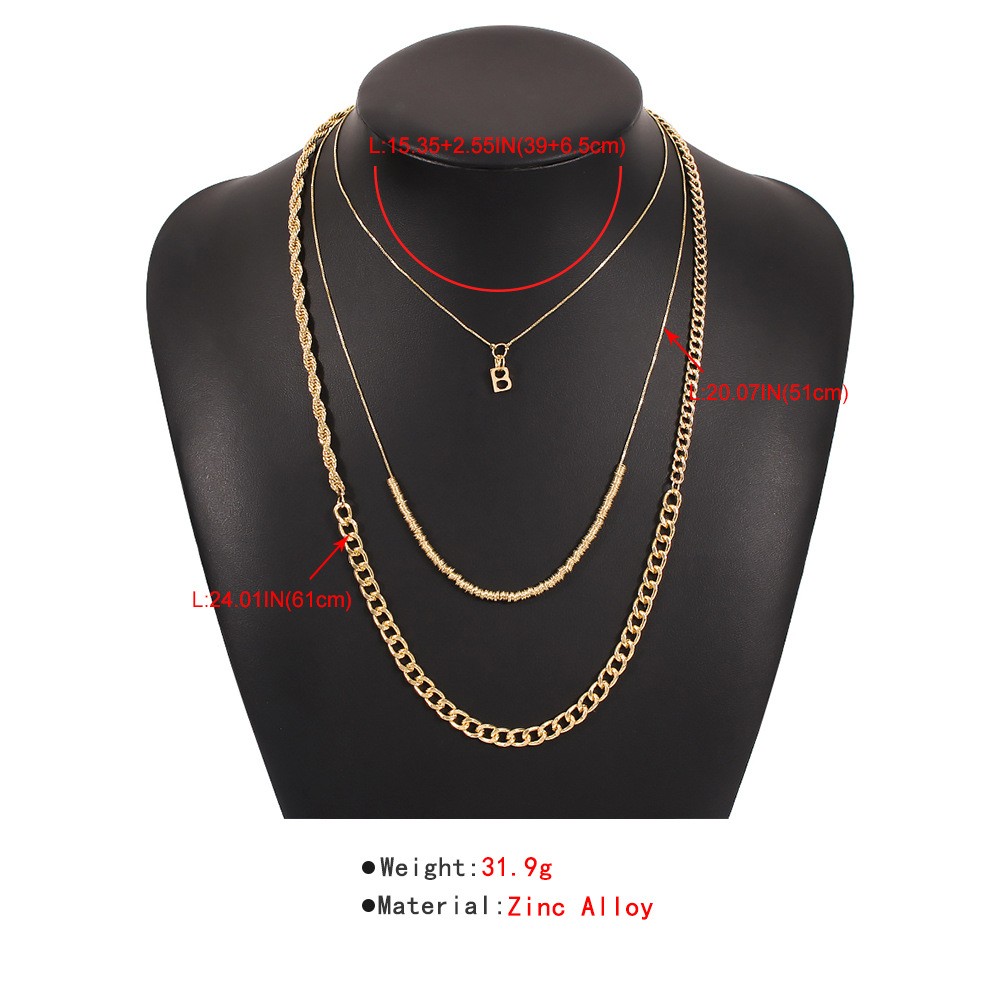 fashion letter pendent stitching creative multilayer necklacepicture1