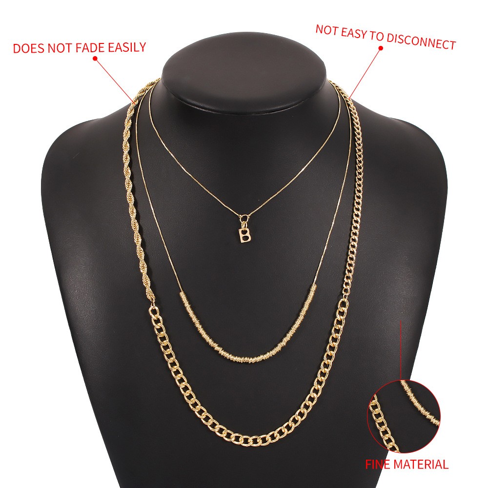 fashion letter pendent stitching creative multilayer necklacepicture2