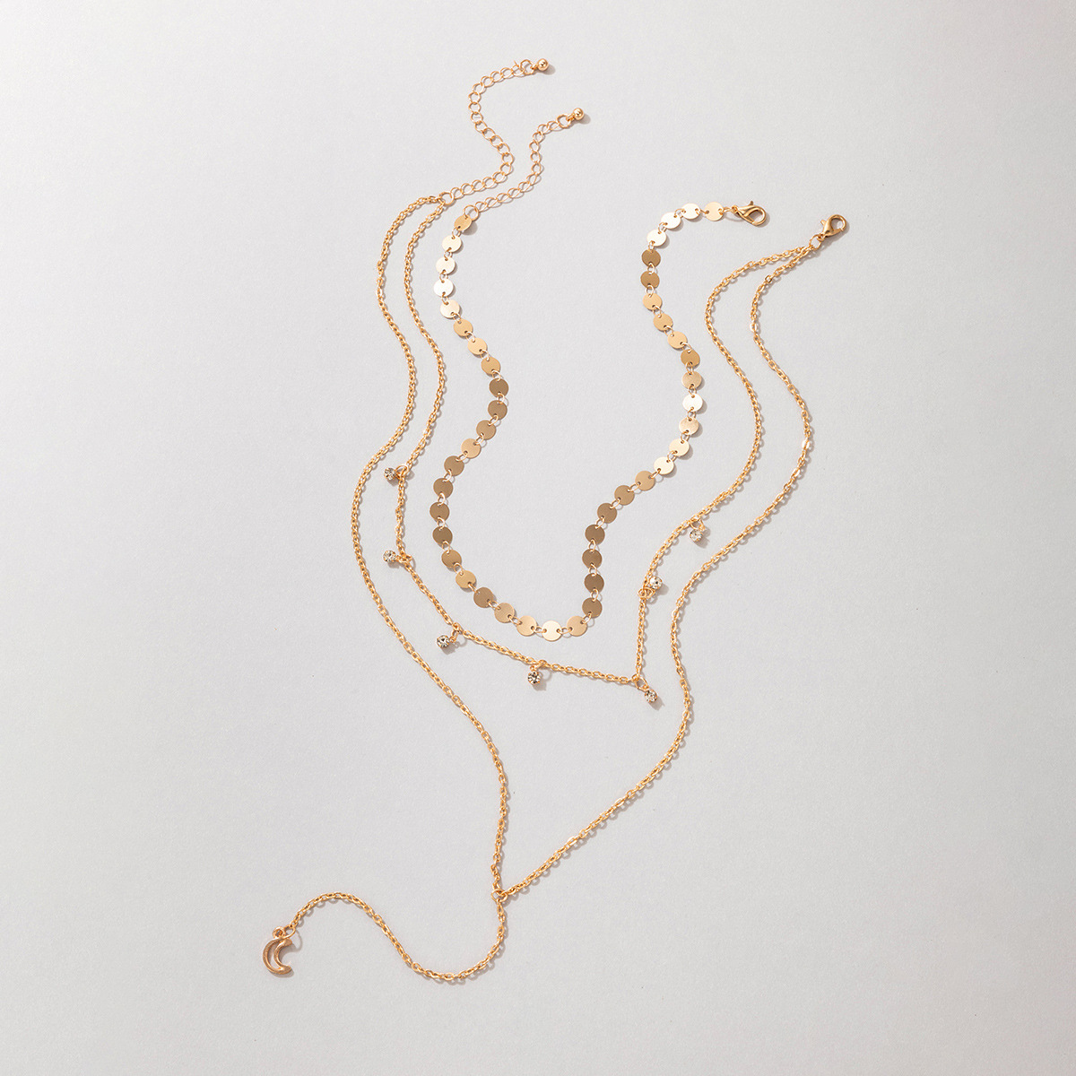 Fashion Simple Jewelry Geometric Circle Rhinestone Tassel Moon Pendant Necklacepicture4
