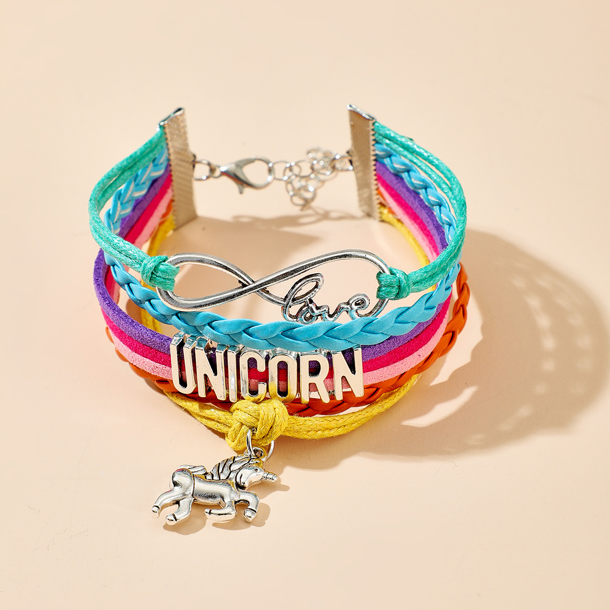 fashion color braided rope LOVE letter multilayer pony pendant braceletpicture2