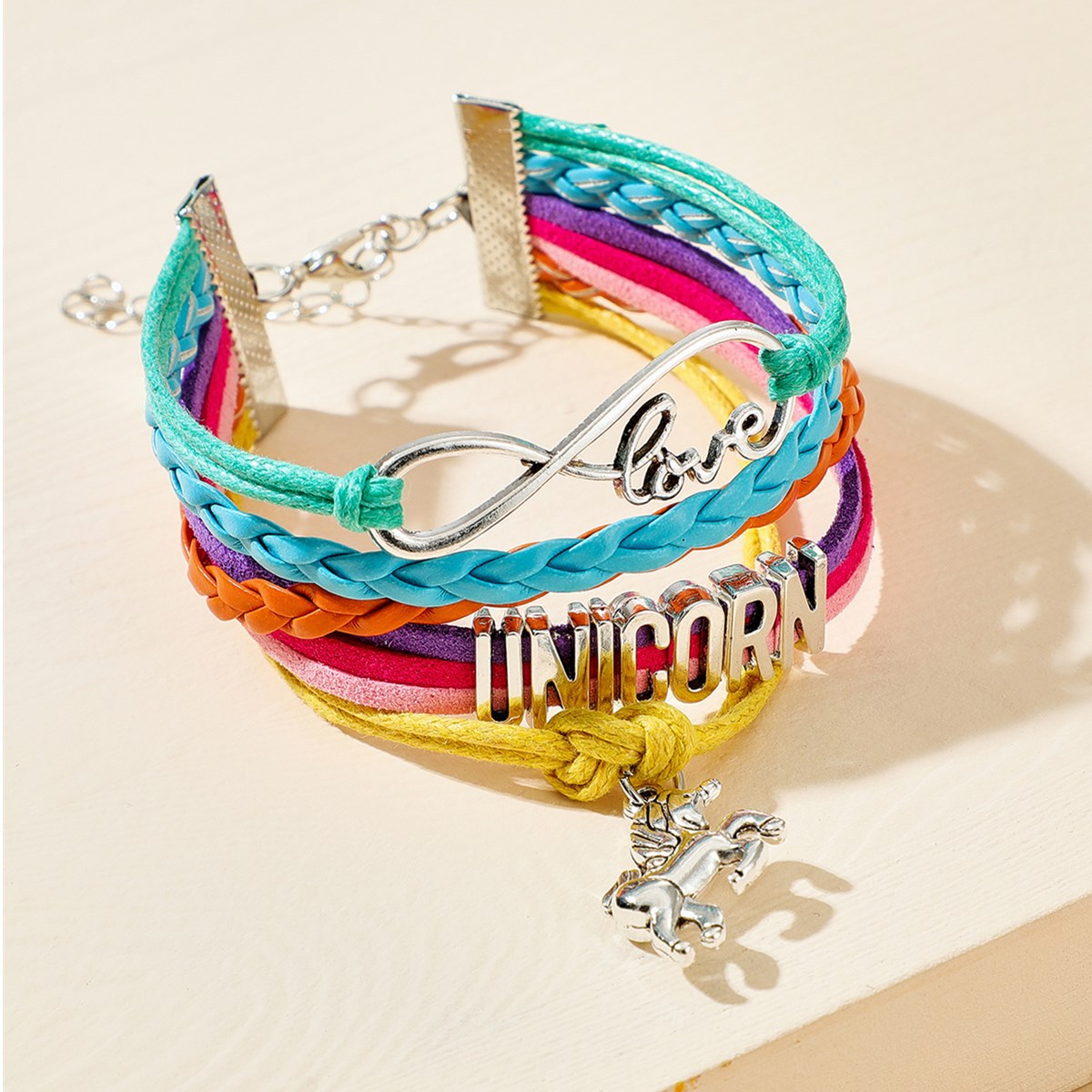fashion color braided rope LOVE letter multilayer pony pendant braceletpicture3