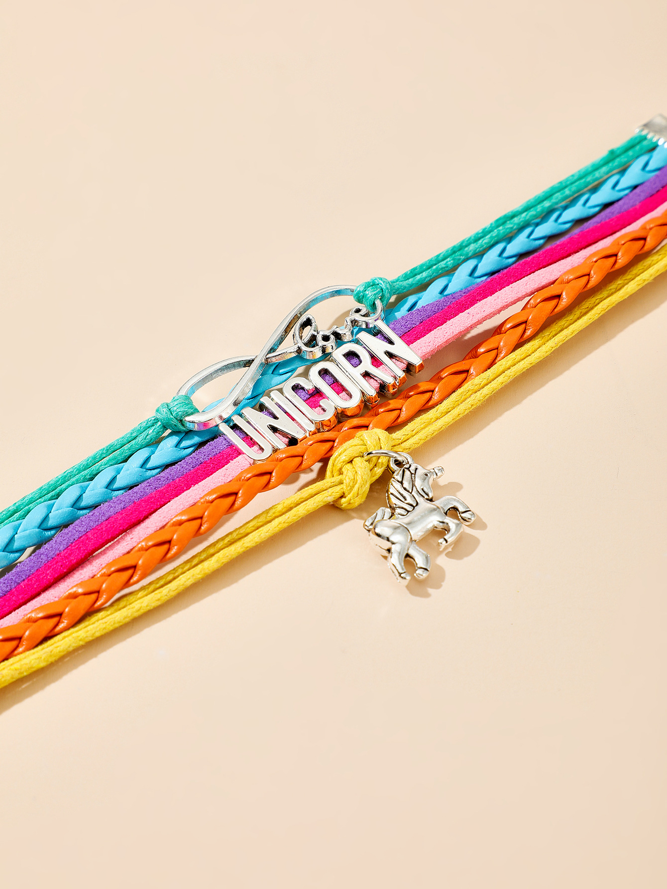 fashion color braided rope LOVE letter multilayer pony pendant braceletpicture4