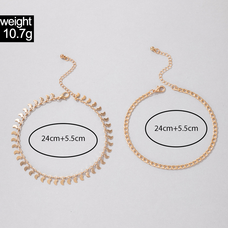 fashion simple alloy moon geometric disc chain multilayer anklet wholesalepicture1