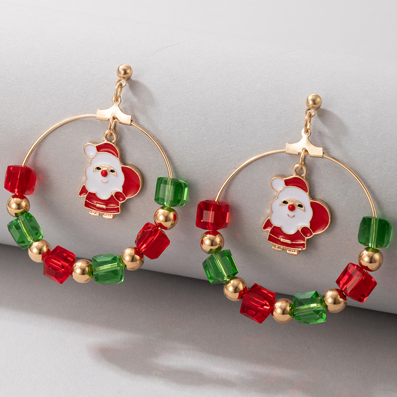 European and American new Christmas color pearl earrings irregular multicolor earringspicture2
