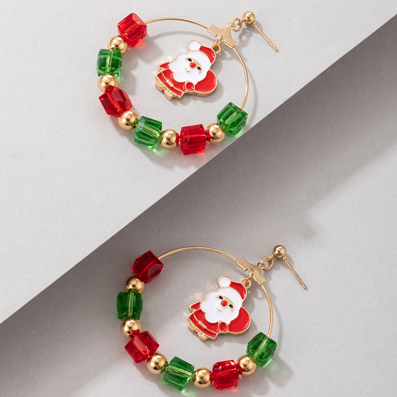 European and American new Christmas color pearl earrings irregular multicolor earringspicture4