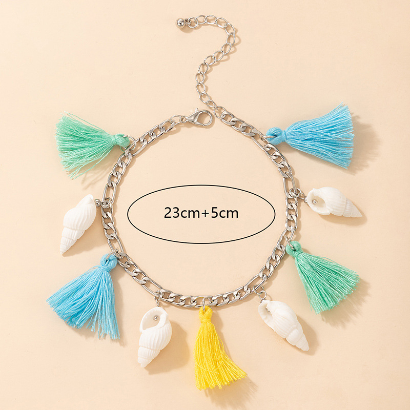2021 ethnic style color fringed shell beach style single layer simple anklet femalepicture1