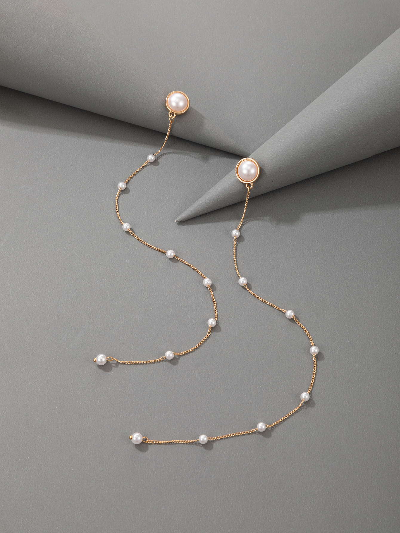 fashion long pearl tassel earrings European and American irregular geometric earringspicture2