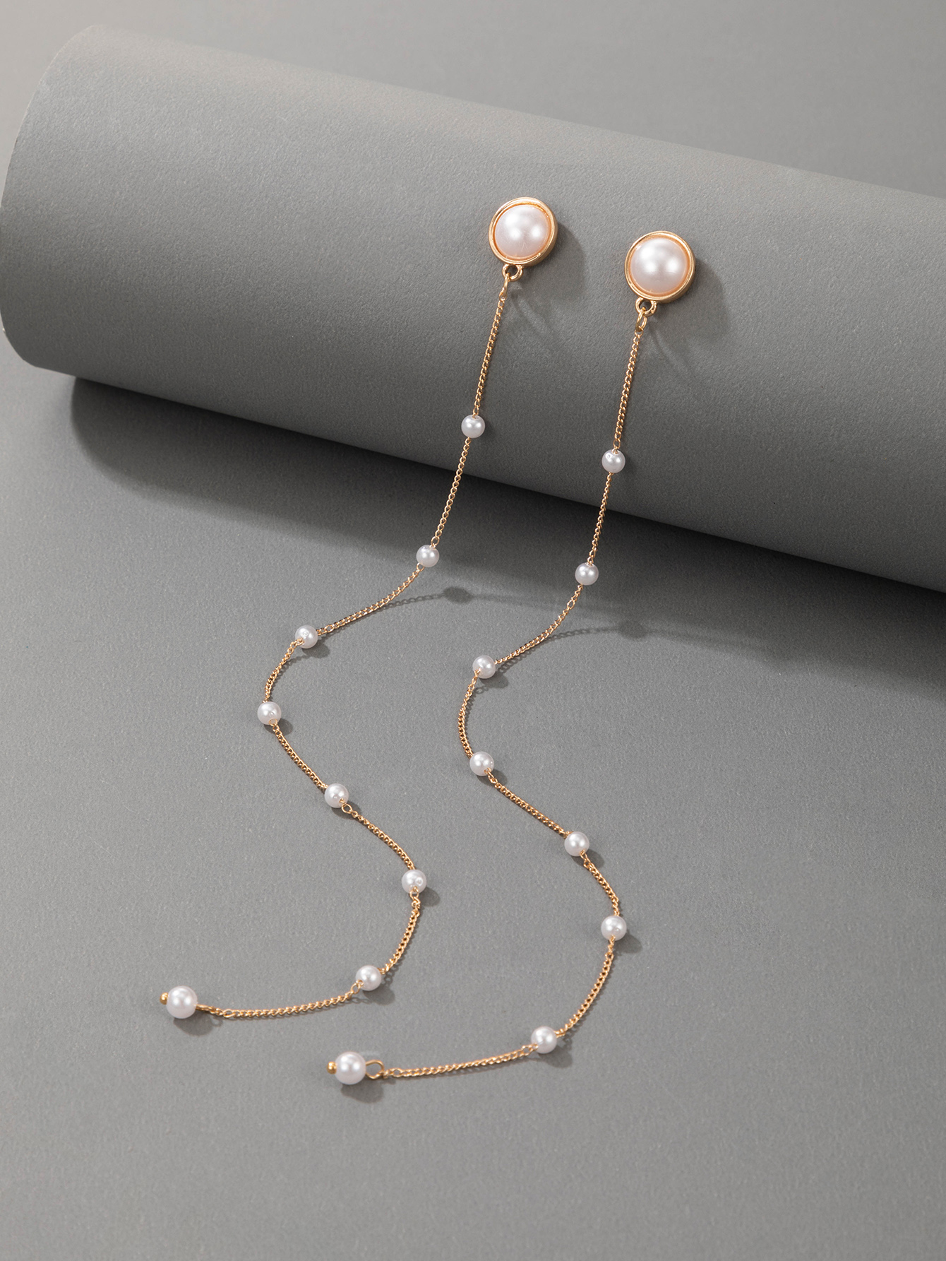 fashion long pearl tassel earrings European and American irregular geometric earringspicture4