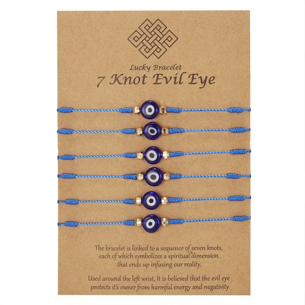 New Evil Eye Bracelet 6 Pack Blue Eye Bracelet Fashion Braided Adjustable Braceletpicture5