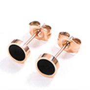 Womens titanium steel black small circle stud earringspicture1