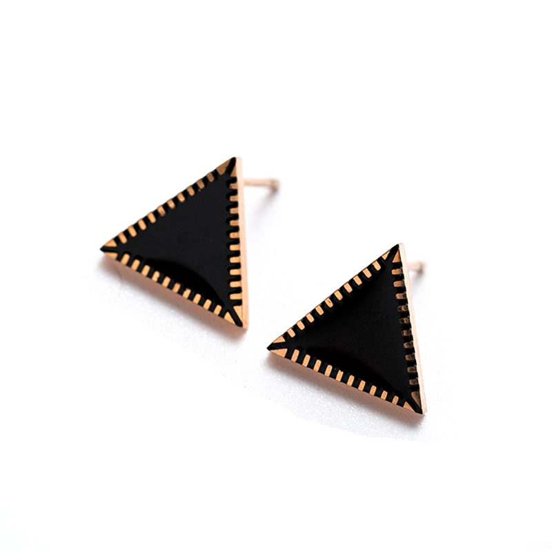 simple titanium steel triangle stud earrings wholesalepicture1